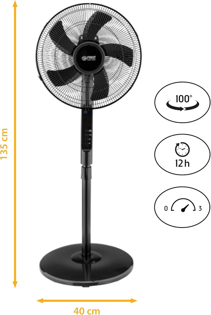 TZS First Austria Standventilator mit Fernbedienung | 135 cm höhenverstellbare & leise Windmaschine