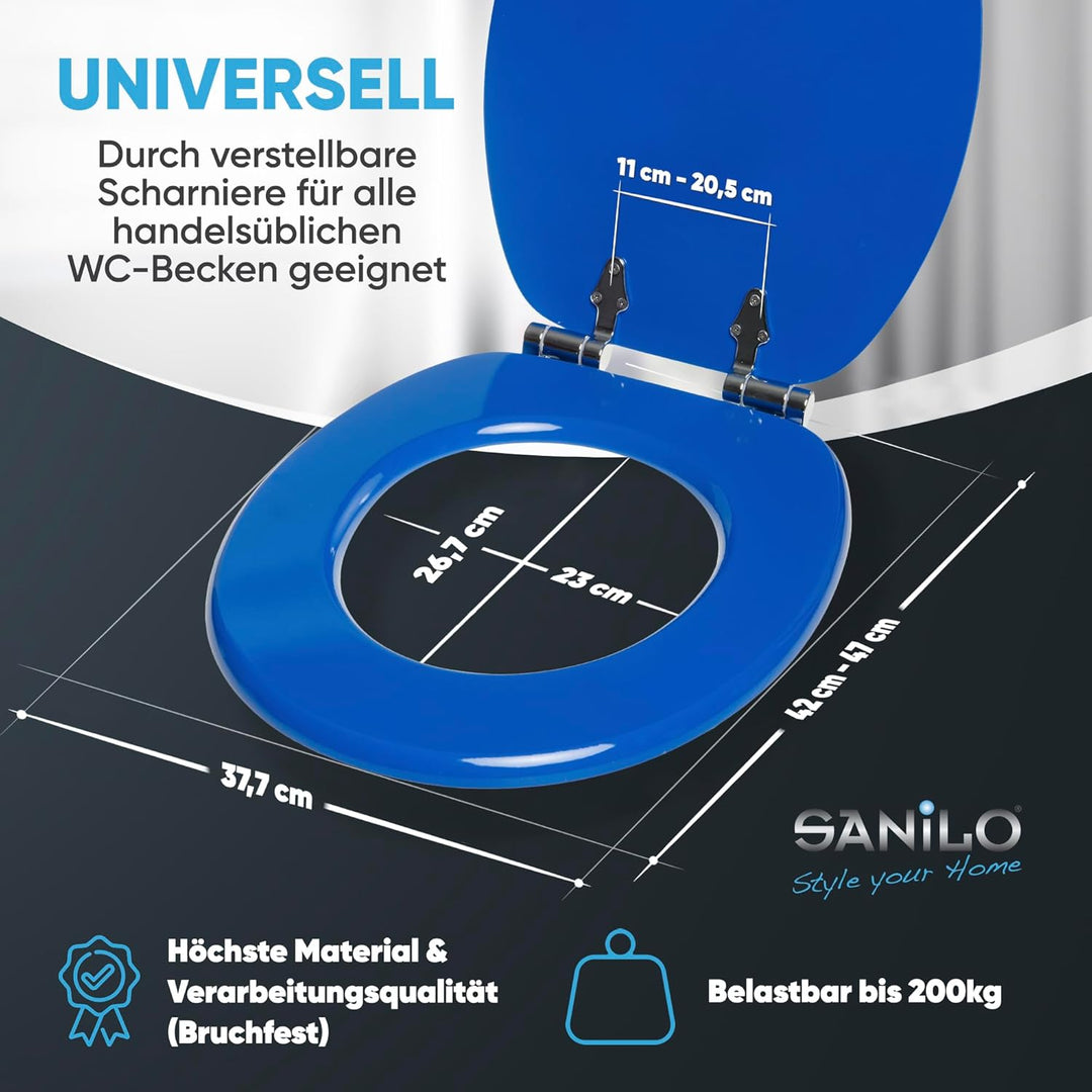 Sanilo WC Sitz mit Absenkautomatik, viele einfarbige Toilettendeckel zur Auswahl, hochwertige und st