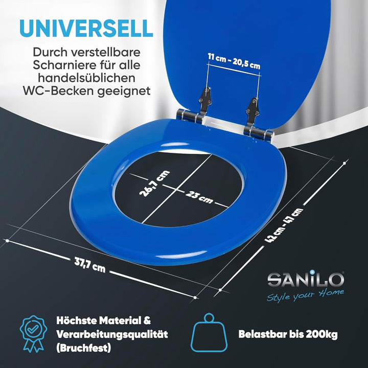 Sanilo WC Sitz mit Absenkautomatik, viele einfarbige Toilettendeckel zur Auswahl, hochwertige und st