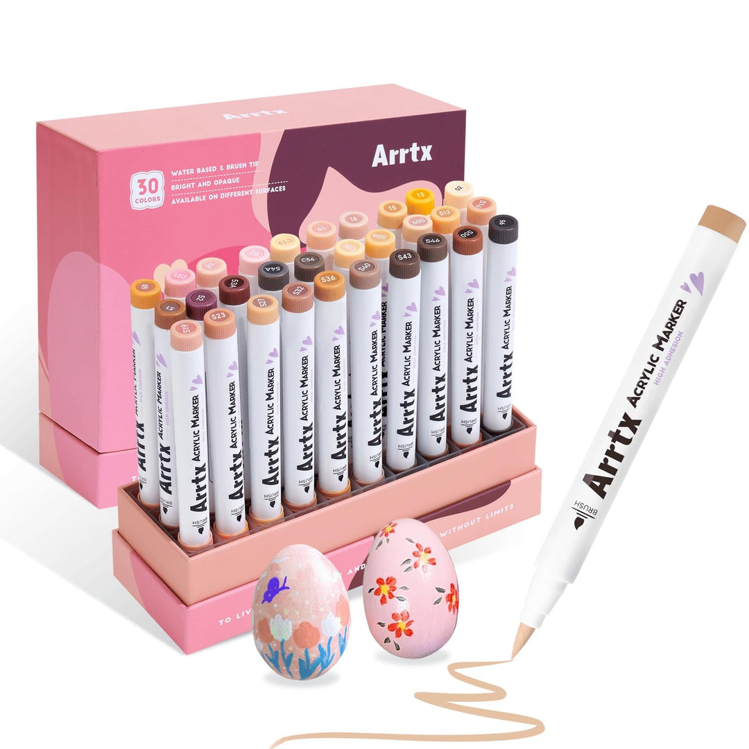 Arrtx Acrylstifte für Steine Bemalen, 30 Hautfarben Acrylstifte Marker, Malstifte für Künstler und E