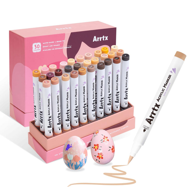 Arrtx Acrylstifte für Steine Bemalen, 30 Hautfarben Acrylstifte Marker, Malstifte für Künstler und E