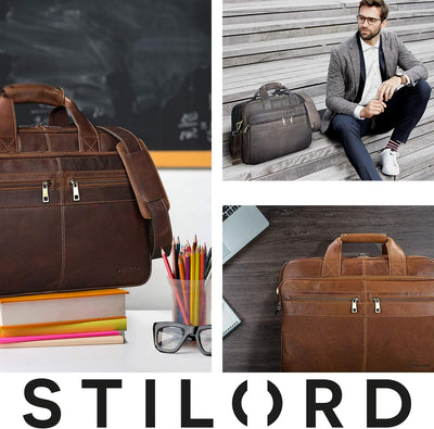 STILORD 'Alexander' Lehrertasche Herren Leder Vintage Aktentasche Laptoptasche Bürotasche Businessta