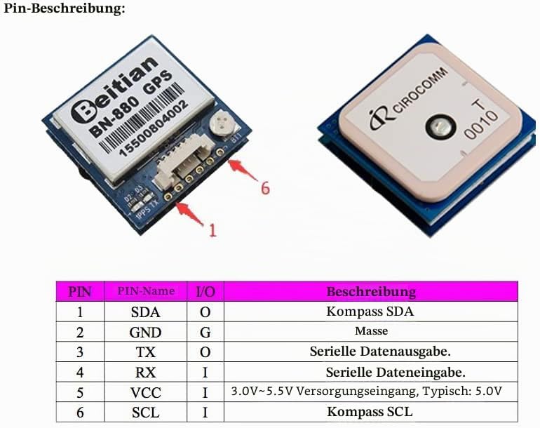 Geekstory BN-880 GPS-Modul U8 mit Blitz HMC5883 Kompass + GPS Aktive Antenne Unterstützung GPS Glona