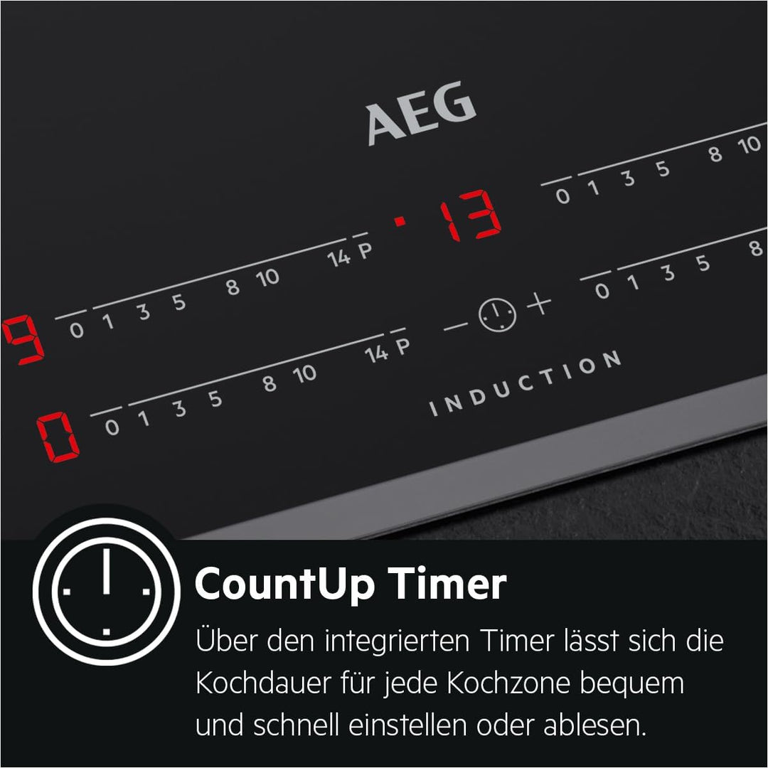 AEG IKB8443AXB Autarkes Kochfeld / Induktion / Hob²Hood / Slider-Bedienung / 80 cm / Edelstahlrahmen