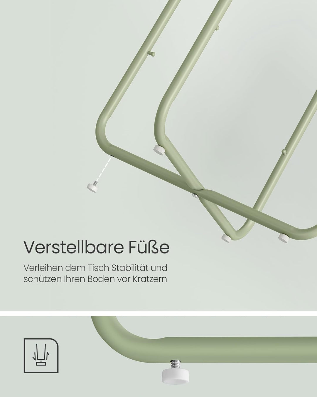 VASAGLE Beistelltisch rund, Kleiner Tisch, Couchtisch klein, Wohnzimmertisch mit Korb aus Stoff, Sta