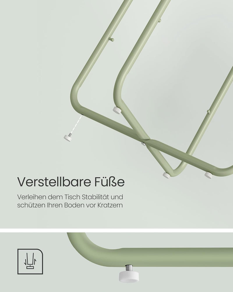 VASAGLE Beistelltisch rund, Kleiner Tisch, Couchtisch klein, Wohnzimmertisch mit Korb aus Stoff, Sta