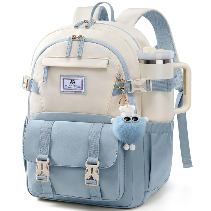 LOVEVOOK Schulrucksack Teenager Mädchen 10-18 Jahre, Rucksack Damen mit Grossem Flaschenfach, Multi-