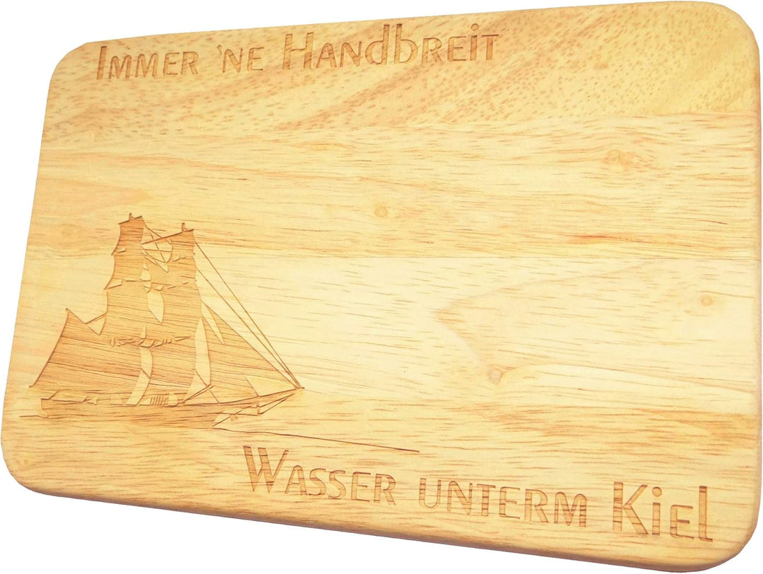Brotbrett Frühstücksbrett Brigg Segelschiff Gravur Handbreit Wasser unterm Kiel