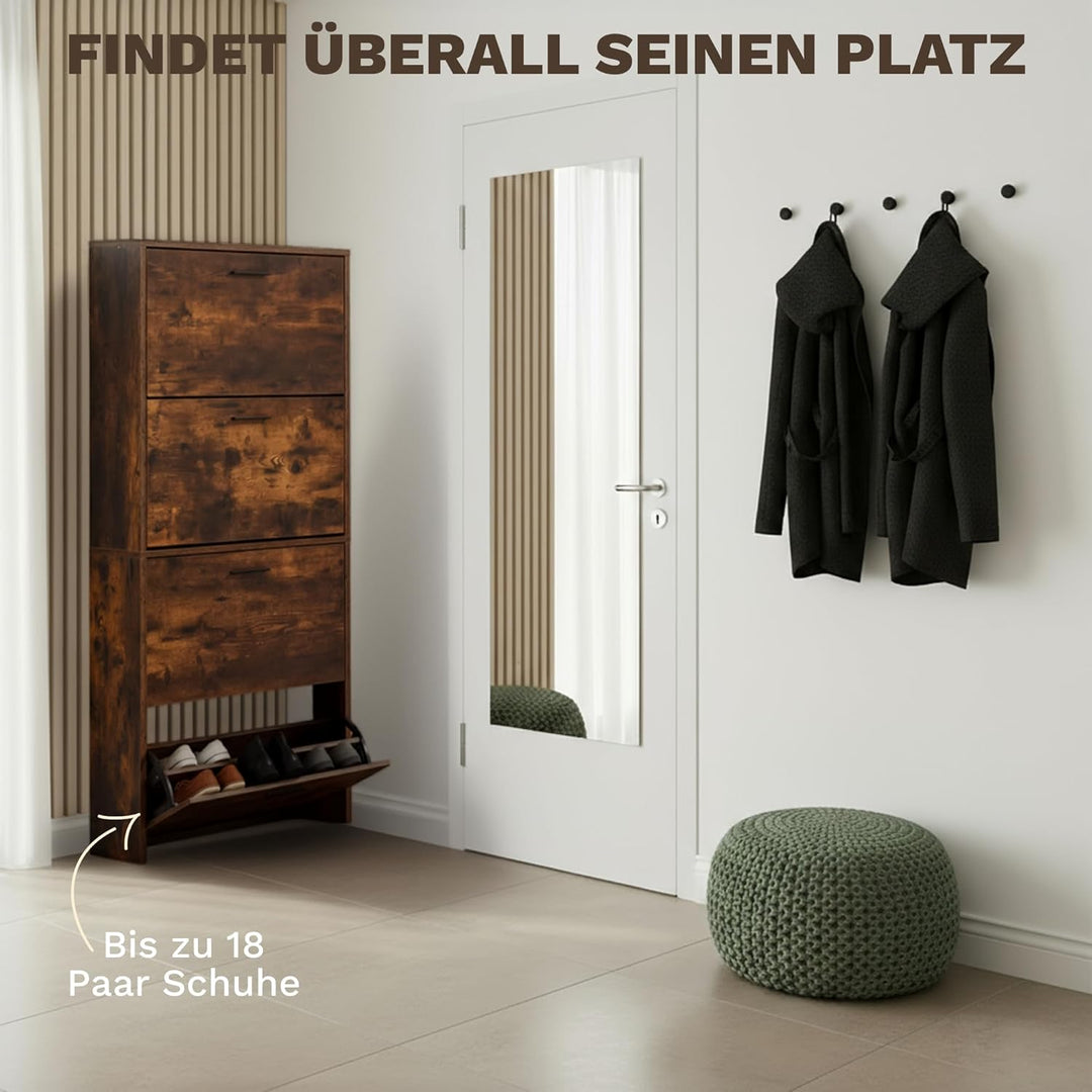 CATAVANA Schuhschrank Schmal Hoch - 4 Fächer für 24 Paar - Schuhregal Geschlossen - Platzsparend &amp; M