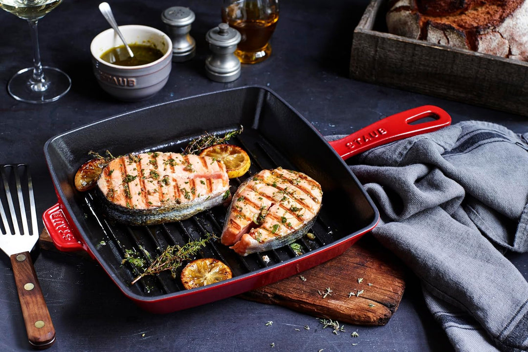 STAUB Amerikanische Grillpfanne aus emailliertem Gusseisen, 26 cm, Für alle Herdarten inkl. Induktio