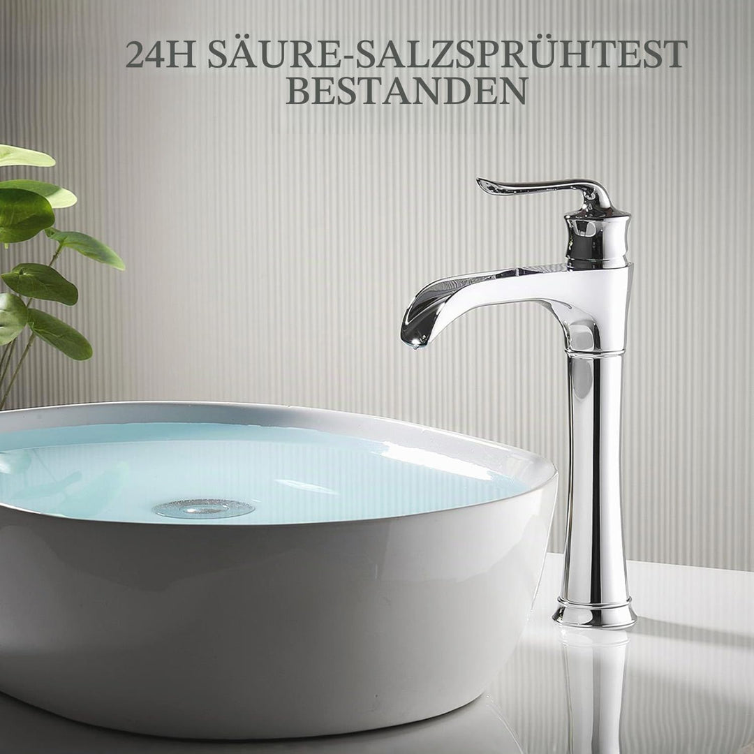 Wasserfall Hochwaschtischhahn CW59 Messing Chrom Badezimmer Einhandmischer, Chrom