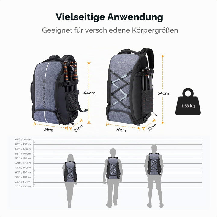 K&F CONCEPT Fotorucksack Gross Kamerarucksack 30L Wasserdicht Camera Backpack mit Regenschutz für DS