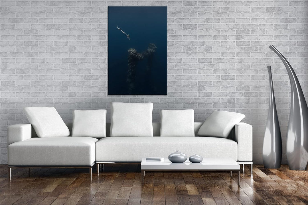 deyoli tiefer Tauchgang zum Meeresgrund Format: 120x80 als Leinwandbild, Motiv fertig gerahmt auf Ec