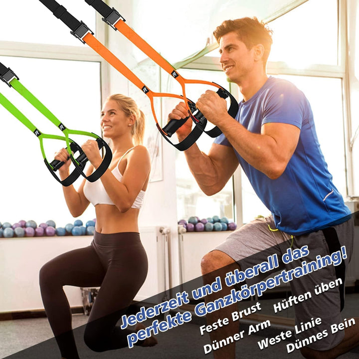 RHINOSPORT Schlingentrainer Sling Trainer Set mit Türanker Einstellbar Fitness Zuhause Suspension -