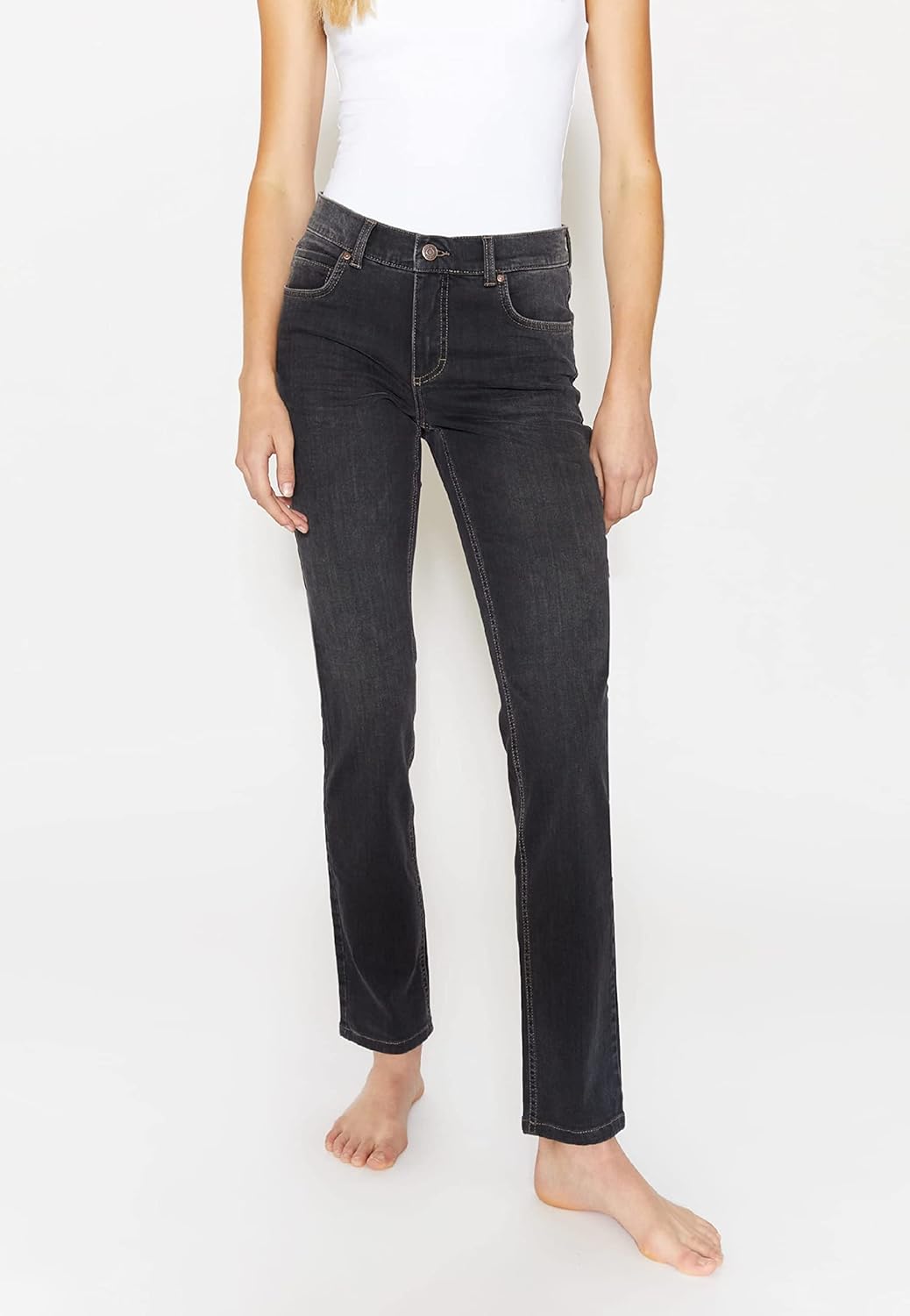 Angels Damen Jeans Hose Cici Stretchdenim Darkblue 34W / 28L Anthracite Used (1158), 34W / 28L Anthr