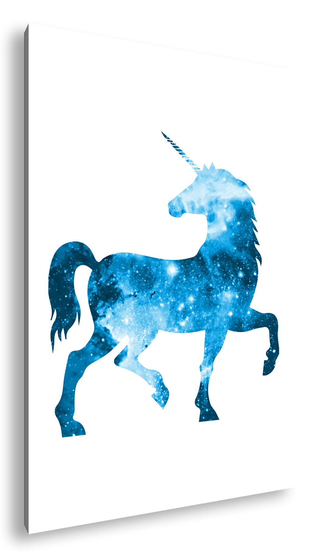 deyoli Galaxie-Einhorn Format: 100x70 Effekt: Monocrome Blau als Leinwandbild, Motiv fertig gerahmt