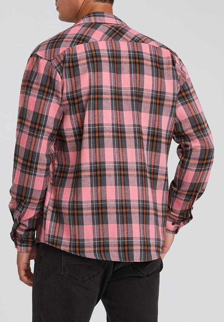 HISDERN Herren Hemd Checked Flanell Shirt, Herren Langarm Oberteil für Männer mit Brusttaschen, Butt