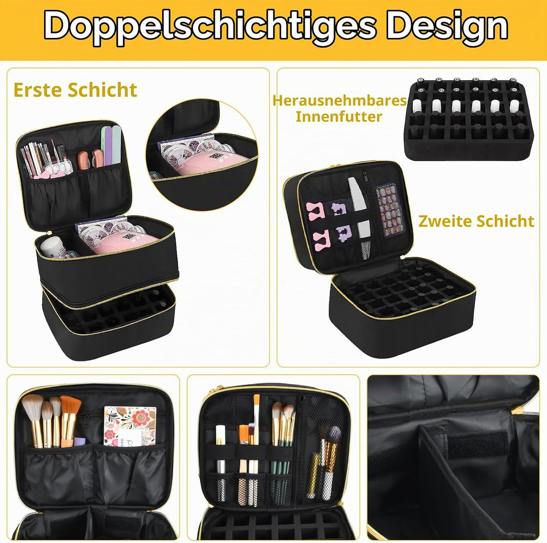 Doppelschicht Nagellack Tasche, Aufbewahrung Tasche, Wasserdicht Nagellack Organizer, Nylon Kosmetik