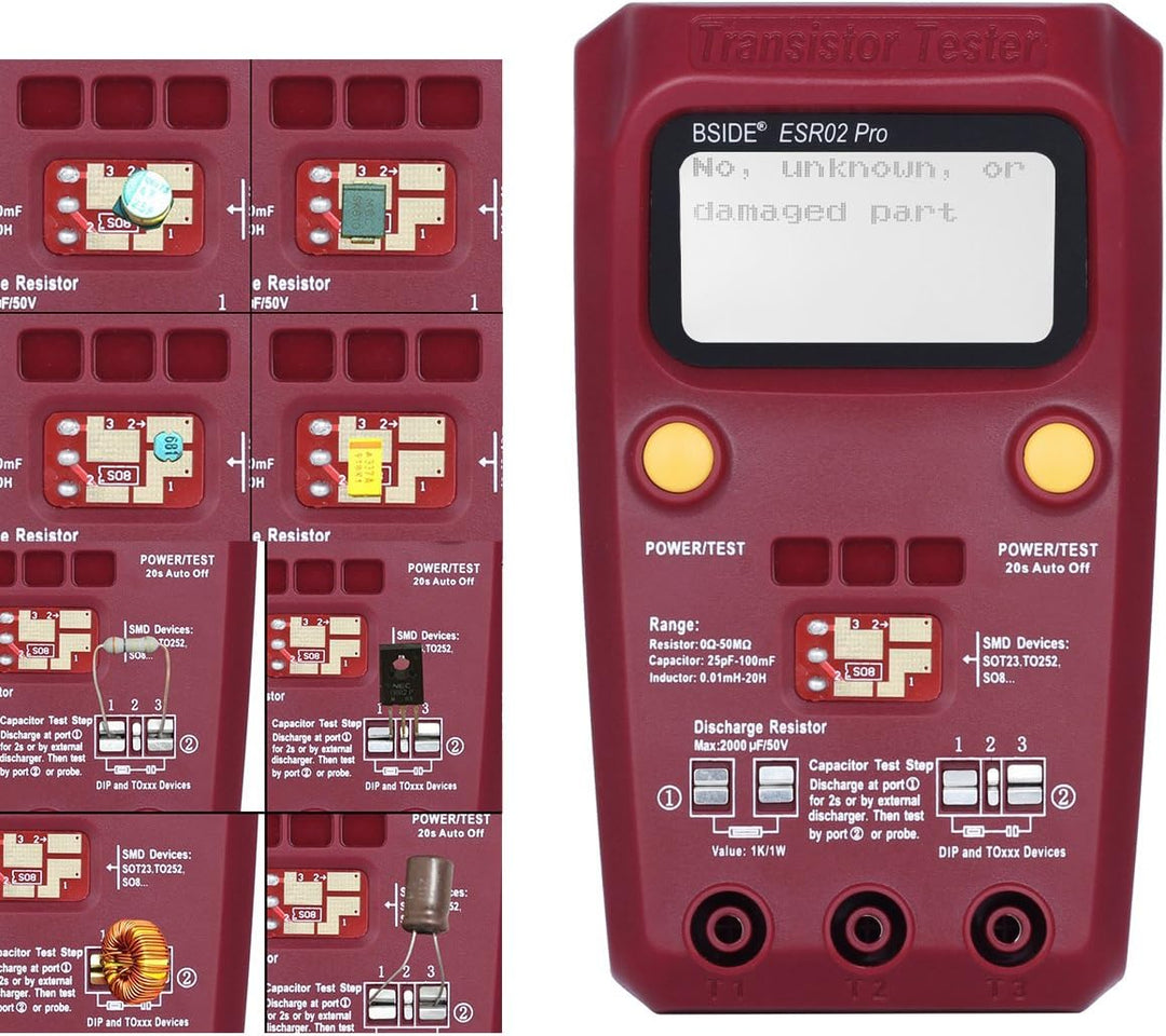 BSIDE ESR02 Pro Transistor-Prüfgerät, SMD-Komponenten-Tester, Mega328, NPN/PNP, Diode, Widerstand, I