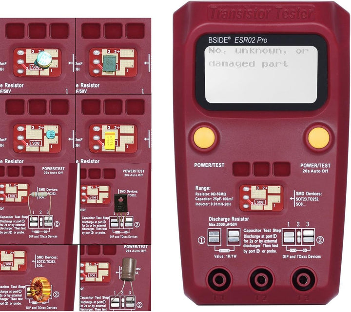 BSIDE ESR02 Pro Transistor-Prüfgerät, SMD-Komponenten-Tester, Mega328, NPN/PNP, Diode, Widerstand, I
