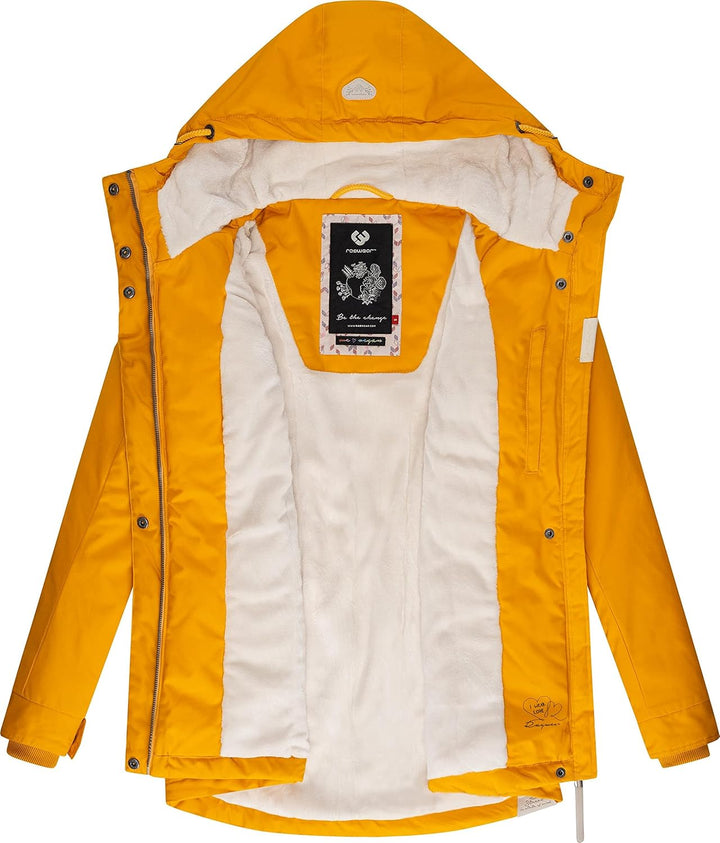 Ragwear Damen warme Winterjacke kurz mit Kapuze Monade XS-6XL M Curry22, M Curry22
