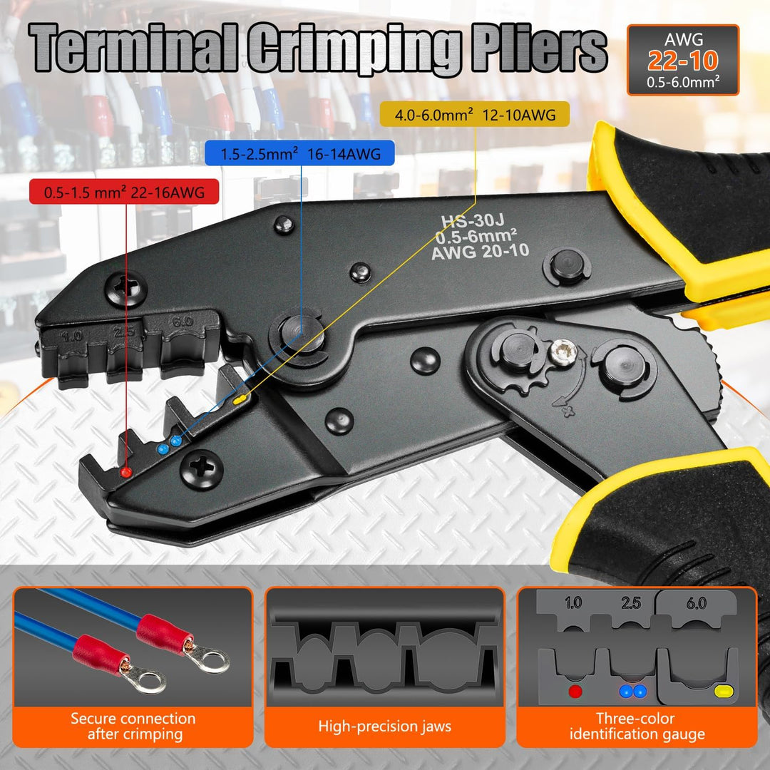 Crimpzange Set, 425PCS Kabelendhülsen Set,Crimpzangen Aderendhülsen mit Ratschenmechanik 0.5-6 mm²（A