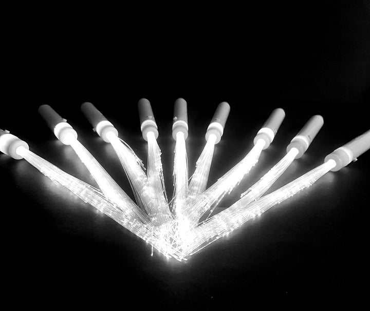 Partyknicklichter - 25 Stück LED Leuchtwedel weiss - Leuchtstab mit weissem Stand- und Blinklicht -