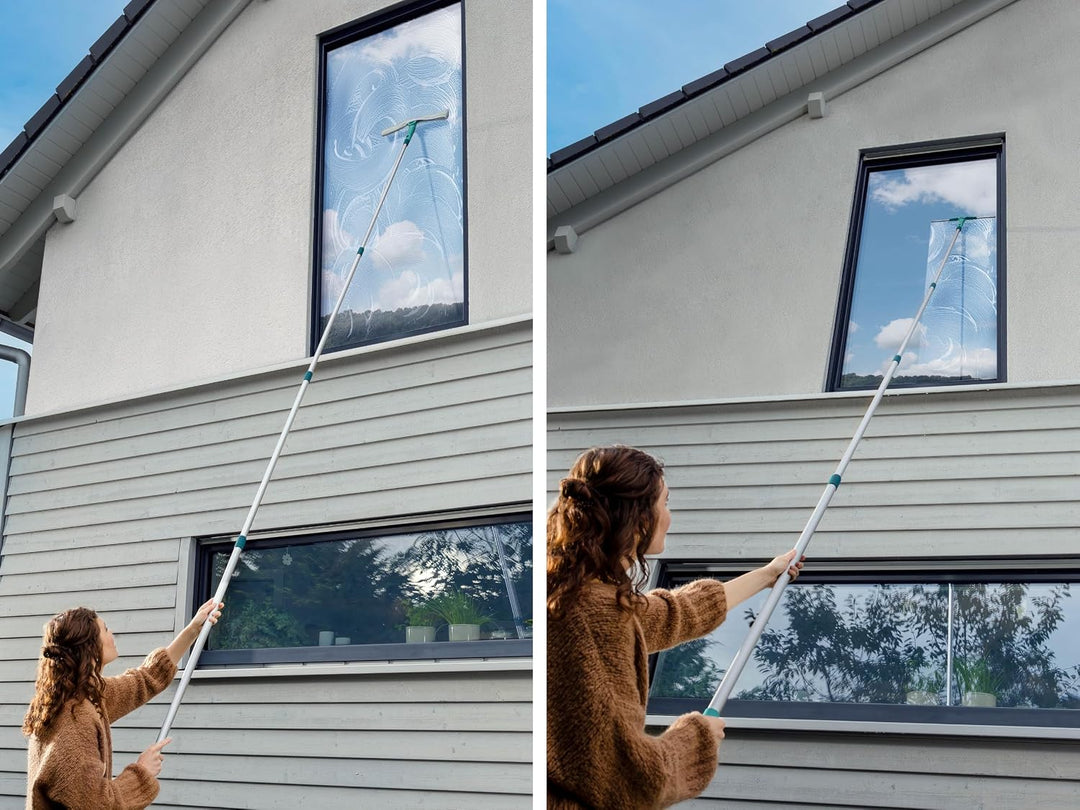 Leifheit Set Window Slider XL mit Mikrofaserbezug und Teleskopstiel 415 cm, ausziehbare Teleskopstan