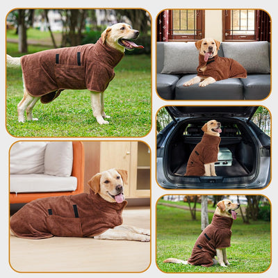 HezzLuv Bademantel Für Hunde, Hundebademantel Aus Mikrofaser Für Mittlere Und Grosse Hunde, Saugfähi