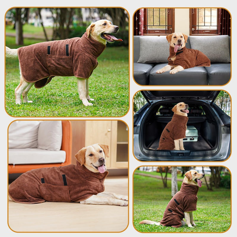 HezzLuv Bademantel Für Hunde, Hundebademantel Aus Mikrofaser Für Mittlere Und Grosse Hunde, Saugfähi