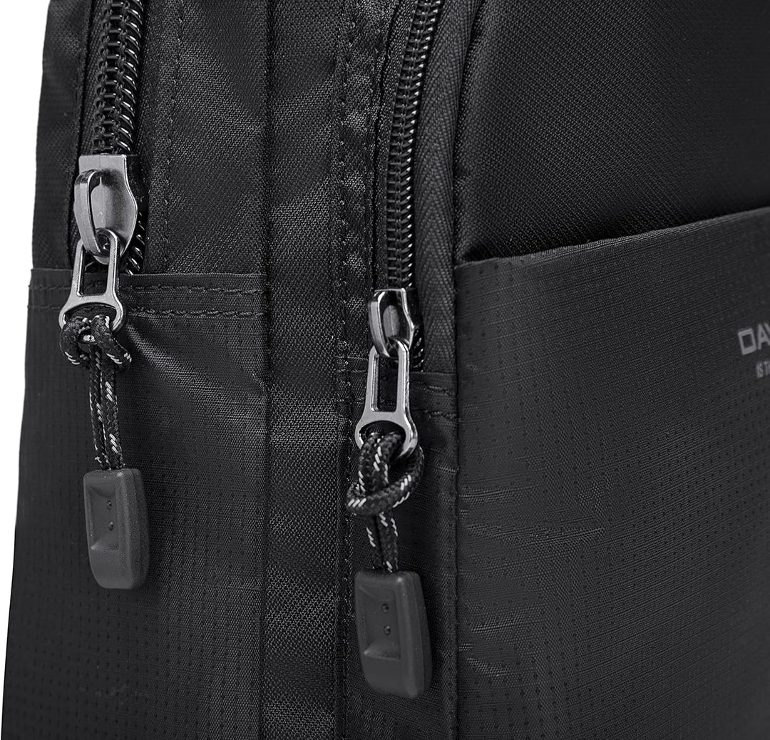 David Jones - Herren Umhängetasche Nylon - Pilotentasche Sling Bag - Schwarz 2, Schwarz 2