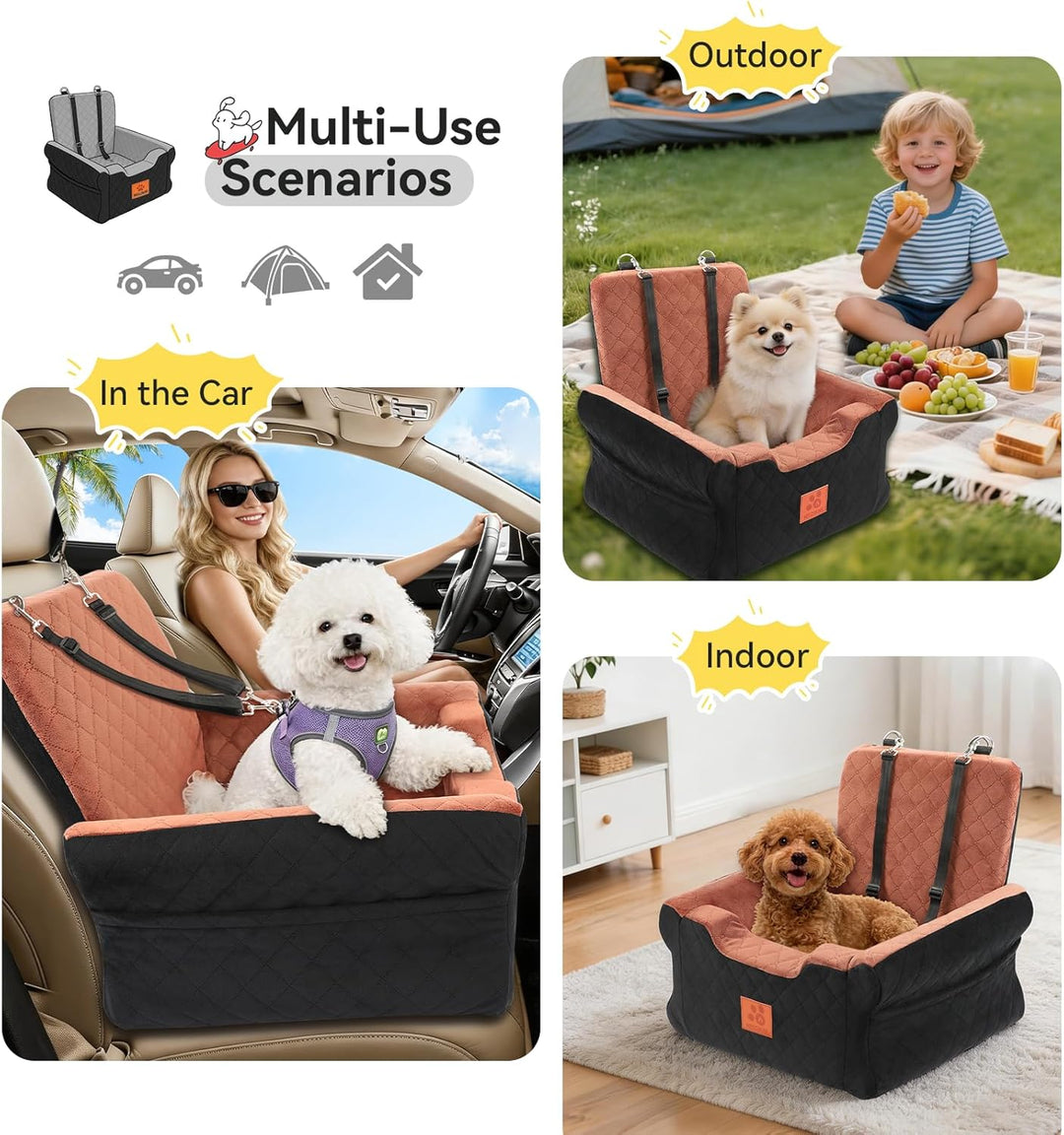 GL GLENSLAVE Hunde-Autositze für kleine bis mittelgrosse Hunde, Erhöhter Hunde-Booster-Sitz mit Memo