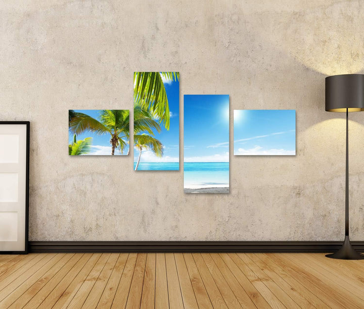 islandburner Bild auf Leinwand Karibisches Meer Und Kokosnusspalmen Bilder Wandbilder Poster Leinwan