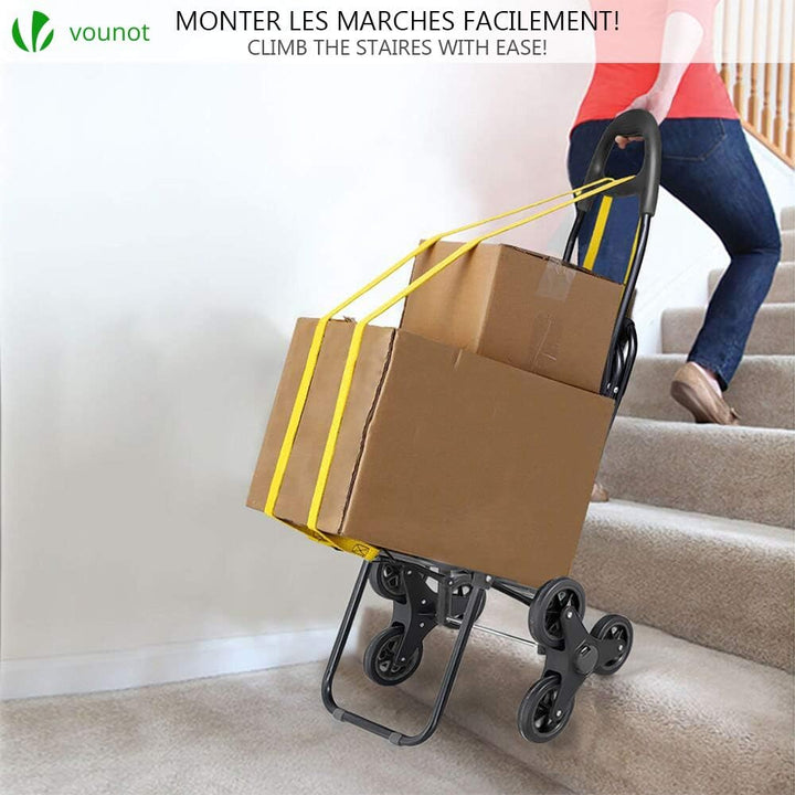 VOUNOT Einkaufstrolley Treppensteiger mit Kühlfach, Einkaufswagen Klappbar mit 3 Räder, 40 L, 40 L
