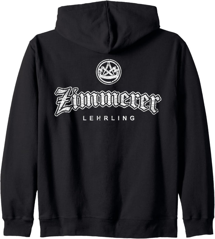 Zunftzeichen Zimmerer Lehrling in alt-gotischer Schrift Kapuzenjacke