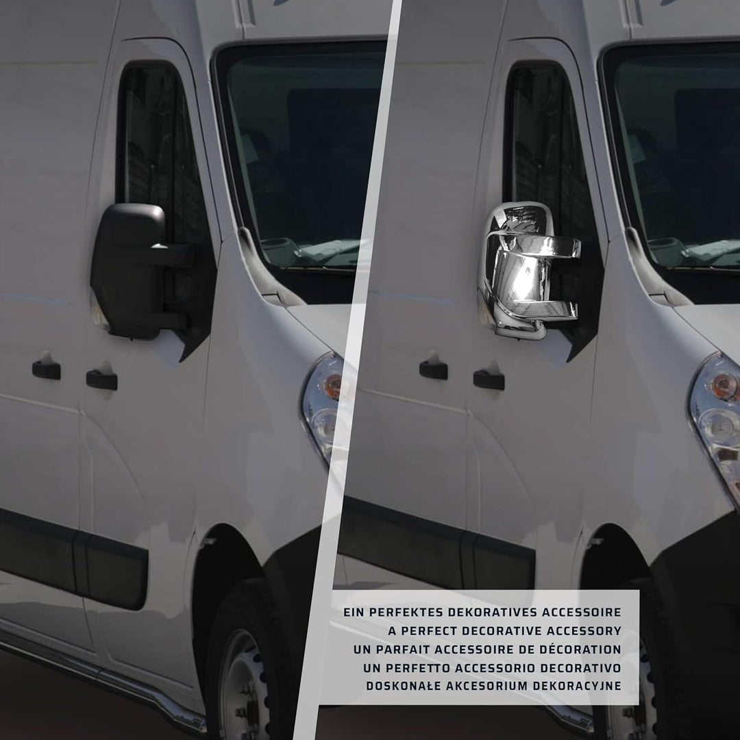 CHROMEMASTER | Spiegelkappen Kompatibel mit Renault Master III 2010-2020 | ABS-Kunststoff Spiegelabd