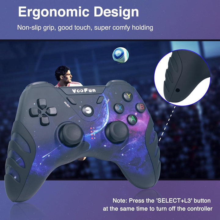 VooFun PC Controller Wireless, Gamepad für PC PS3 Controller mit Dual-Vibration, 2.4g Wireless Gamin