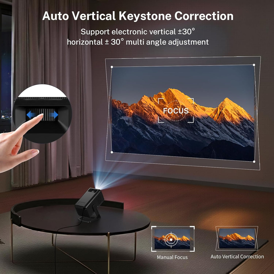 4K 1080P unterstützt Mini Beamer mit Android 11 OS Klein Projektor mit WiFi 6 Bluetooth 5.4, 270° Dr