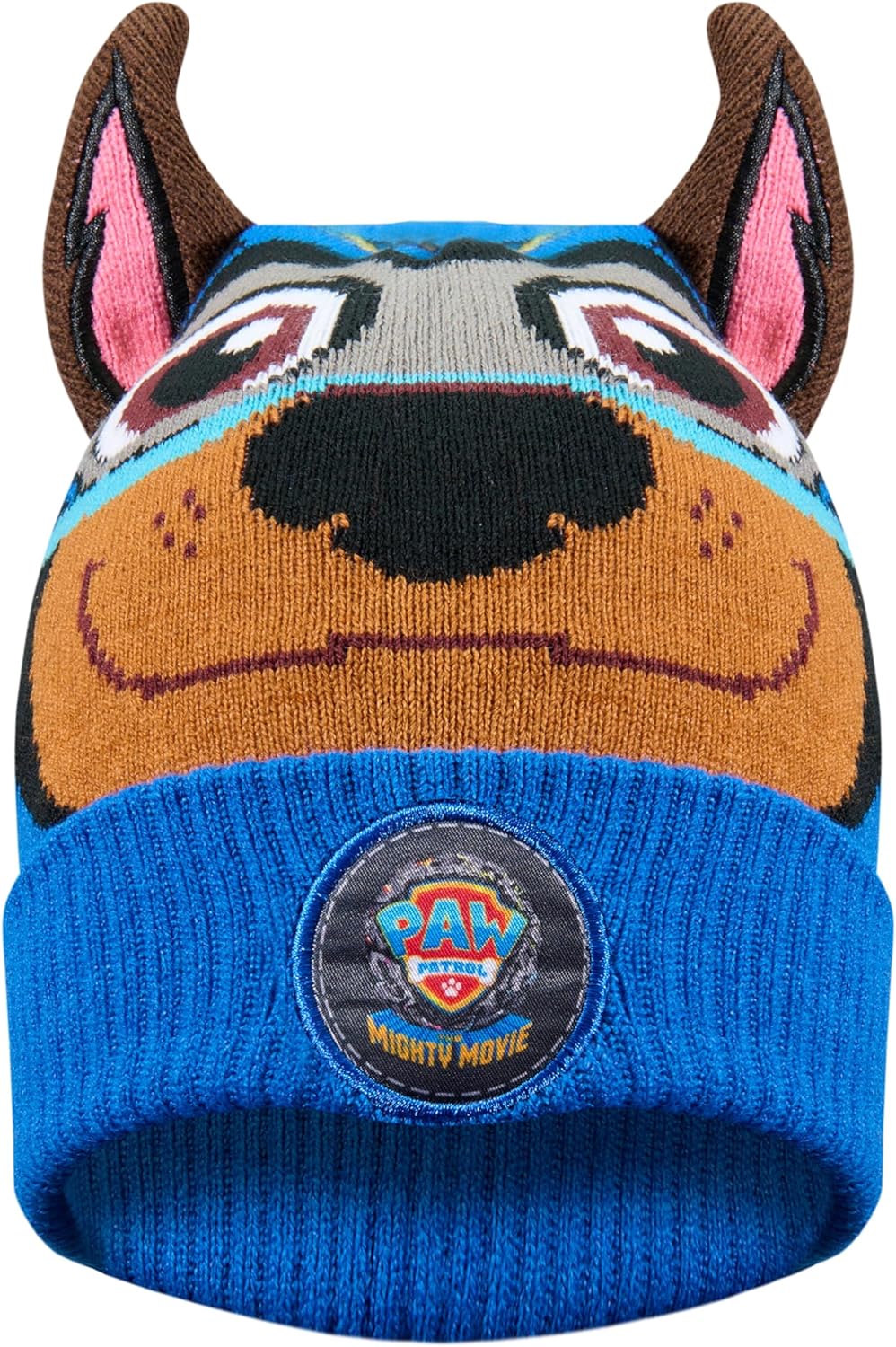 Paw Patrol Chase Jungen Kinder Winter-Set Beanie Winter-Mütze mit Ohren + Schal