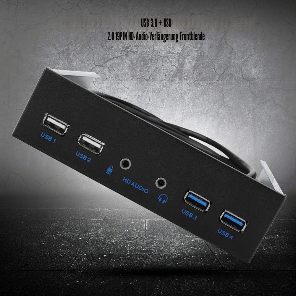 ASHATA USB 3.0 Front Panel, Frontplatte Front Panel 5.25 Zoll Multifunktion USB3.0+USB2.0 Hub,Super
