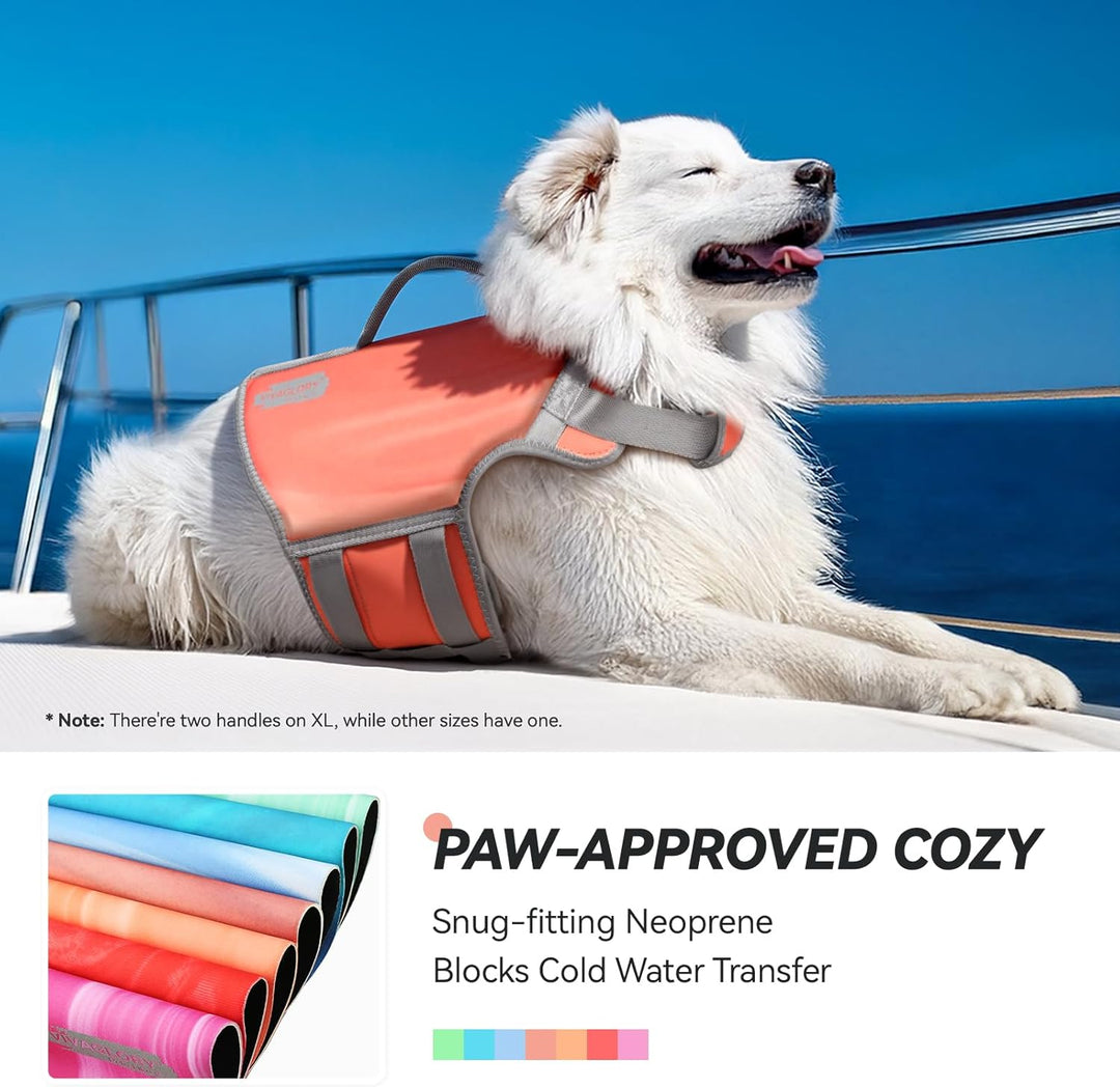VIVAGLORY Neoprene Schwimmweste Hund, Rettungsweste Hund für Bootfahren, Schwimmweste, Schwimmhilfe