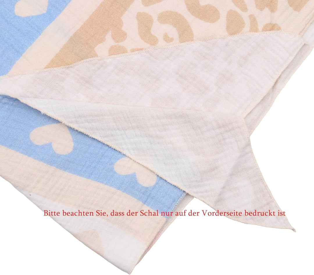 Damen Musselin Halstuch Made in Italy mit Leo Love Herz– Leichtes Dreieckstuch für Frühling &amp; Sommer