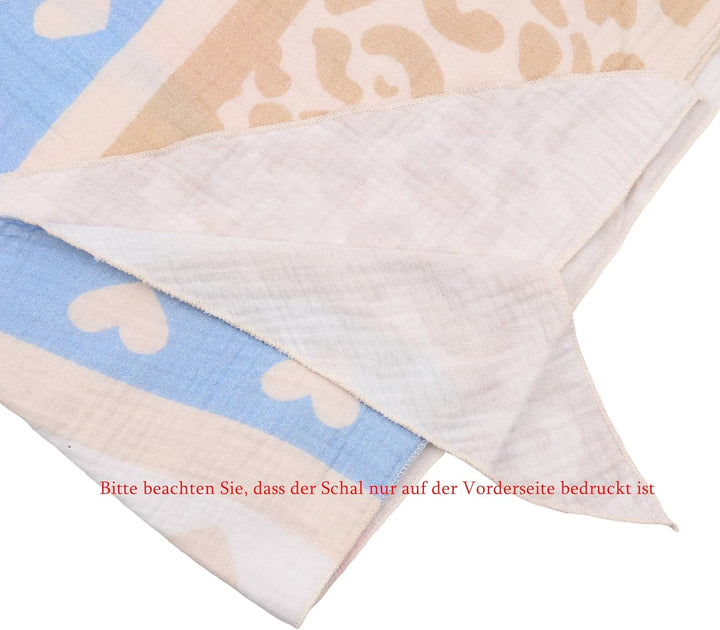 Damen Musselin Halstuch Made in Italy mit Leo Love Herz– Leichtes Dreieckstuch für Frühling &amp; Sommer