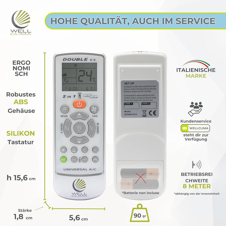 Wellclima® Fernbedienung für tragbare Klimageräte kompatibel mit Argo – funktioniert mit über 50 Mod
