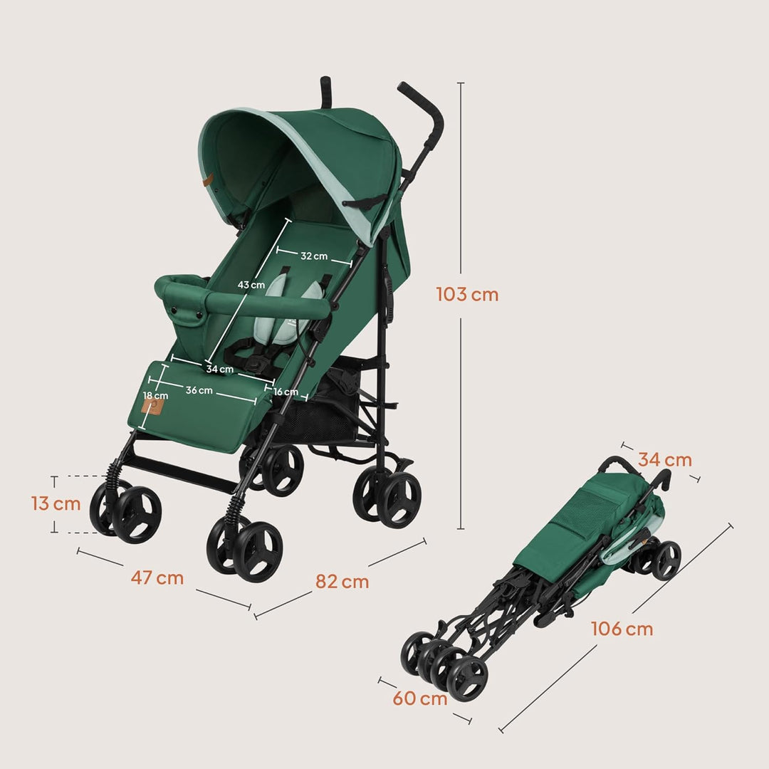 LIONELO Elia Buggy Klein Zusammenklappbar Kinderwagen Bis 15 Kg, Rücken Und Fussstützenverstellung H