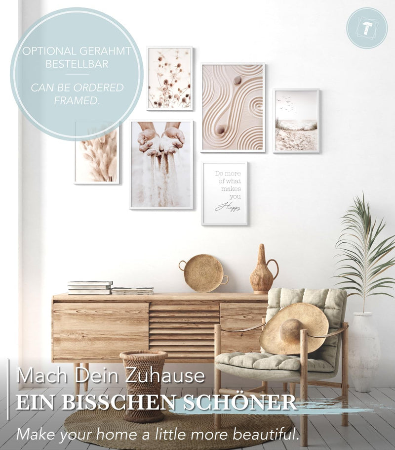 Papierschmiede® Mood Poster Set Boho Sand, Bilder Set Wohnzimmer Deko Modern, 2x DIN A3 (ca. 30x42)