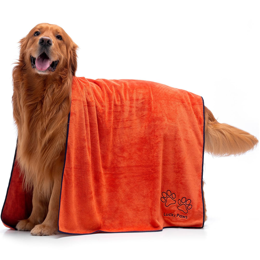 Lucky Paws® Hundehandtuch - 140x70cm XL Hundehandtuch extra saugfähig - schnell trocknend, luxuriös