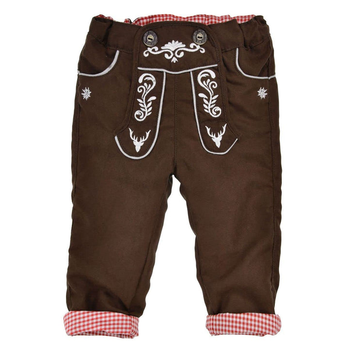 Baby-Trachten Laufhose gefüttert in Lederhose-Look Trachtenmode für Babys & Kleinkinder Brown 62, Br