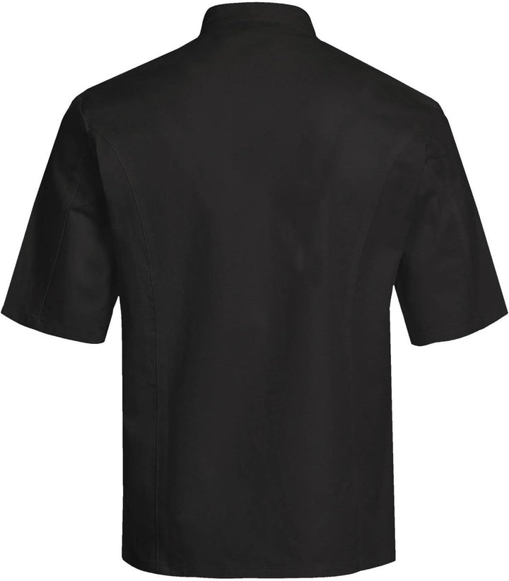 Greiff Gastro Moda Cuisine Herren Premium-Kochjacke Kurzarm Regular-Fit XL Schwarz, XL Schwarz