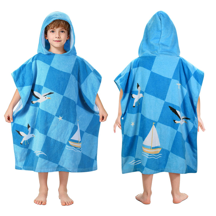 Kato Tirrinia 100% Baumwolle Badeponcho Strandtuch 90-120cm Kinder, Absorbierender Bademantel Badeha